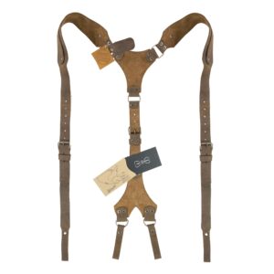 Hide & Groom, Riveted Suspenders with Adjustable Size Straps, Handmade from Full Grain Leather - Bourbon Brown