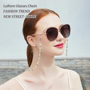 LuReen Stylish Eyeglass Chain Sunglass Chain for Women, Natural Stone Beaded Glass Strap Glass Lanyard Around Neck Daily Wear