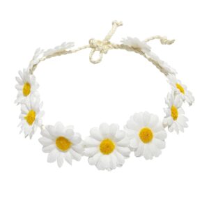 zyoung sunflower crown daisy hair wreath bridal headpiece photo props (white)