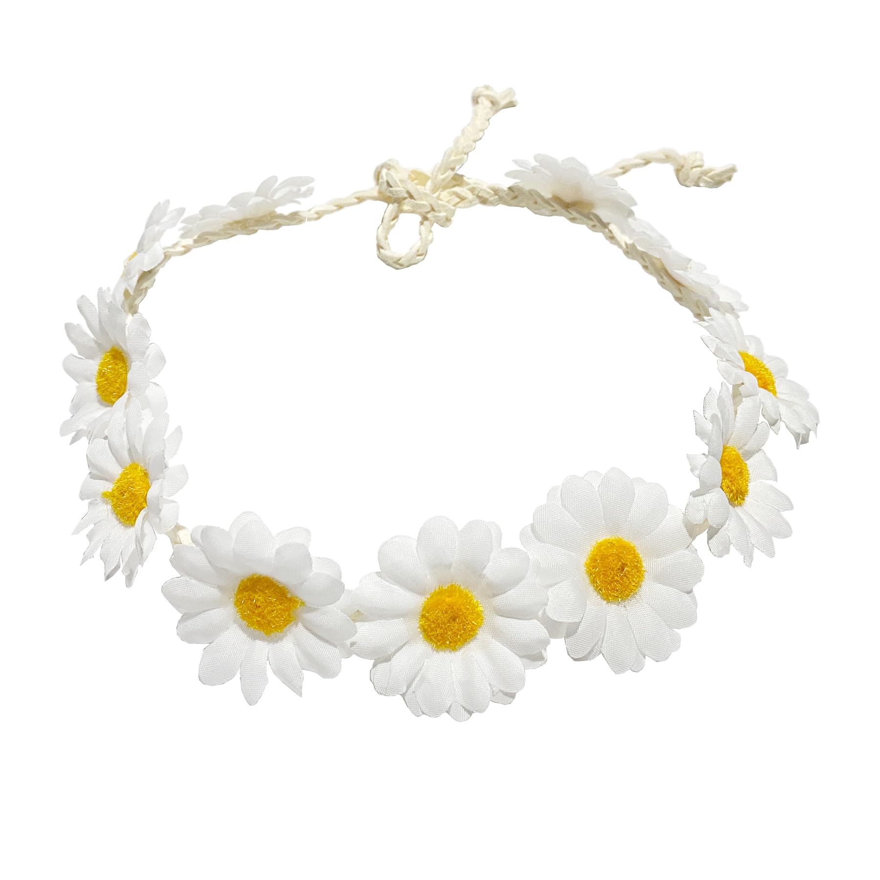 zYoung Sunflower Crown Daisy Hair Wreath Bridal Headpiece Photo Props (White)