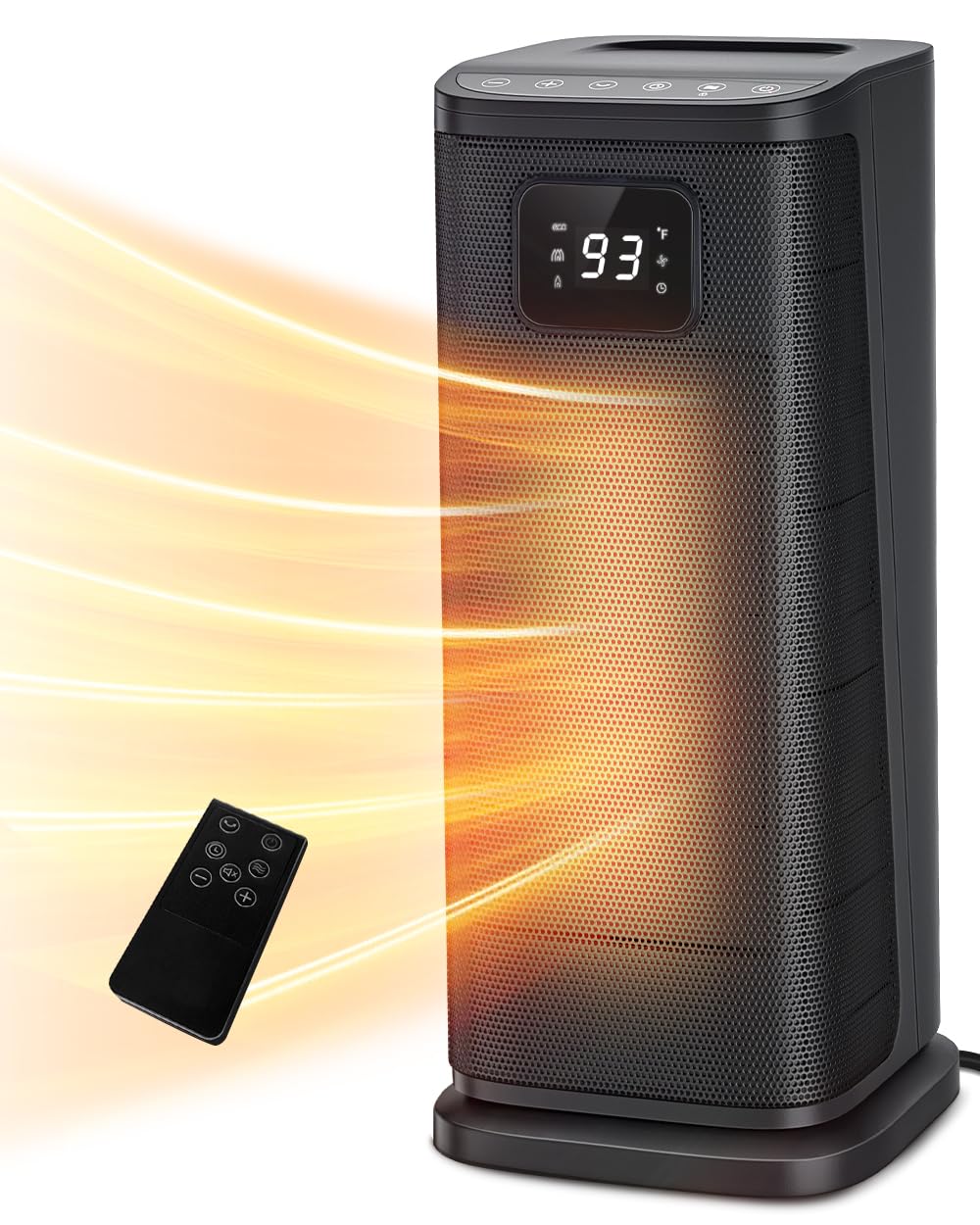 KopBeau Space Heater for Indoor Use, 1500W Electric Portable Tower w/Thermostat & Timer, Oscillating Ceramic Room Heater with 4 Modes, LED Display, Safe for Office, Home, Bedroom,