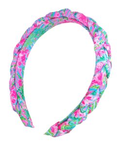 lilly pulitzer women's fashion headband, braided fabric headband, colorful cloth headband, cute hair accessories for women and teen girls, leaf it wild