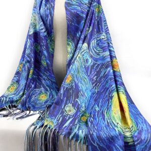 VENVSBEE Van Gogh Scarves Art Scarf for Women Best Gift Reversible Soft Cashmere Feel Shawl Wrap Doubleside Pashmina in Gift Box-02 Starry Night