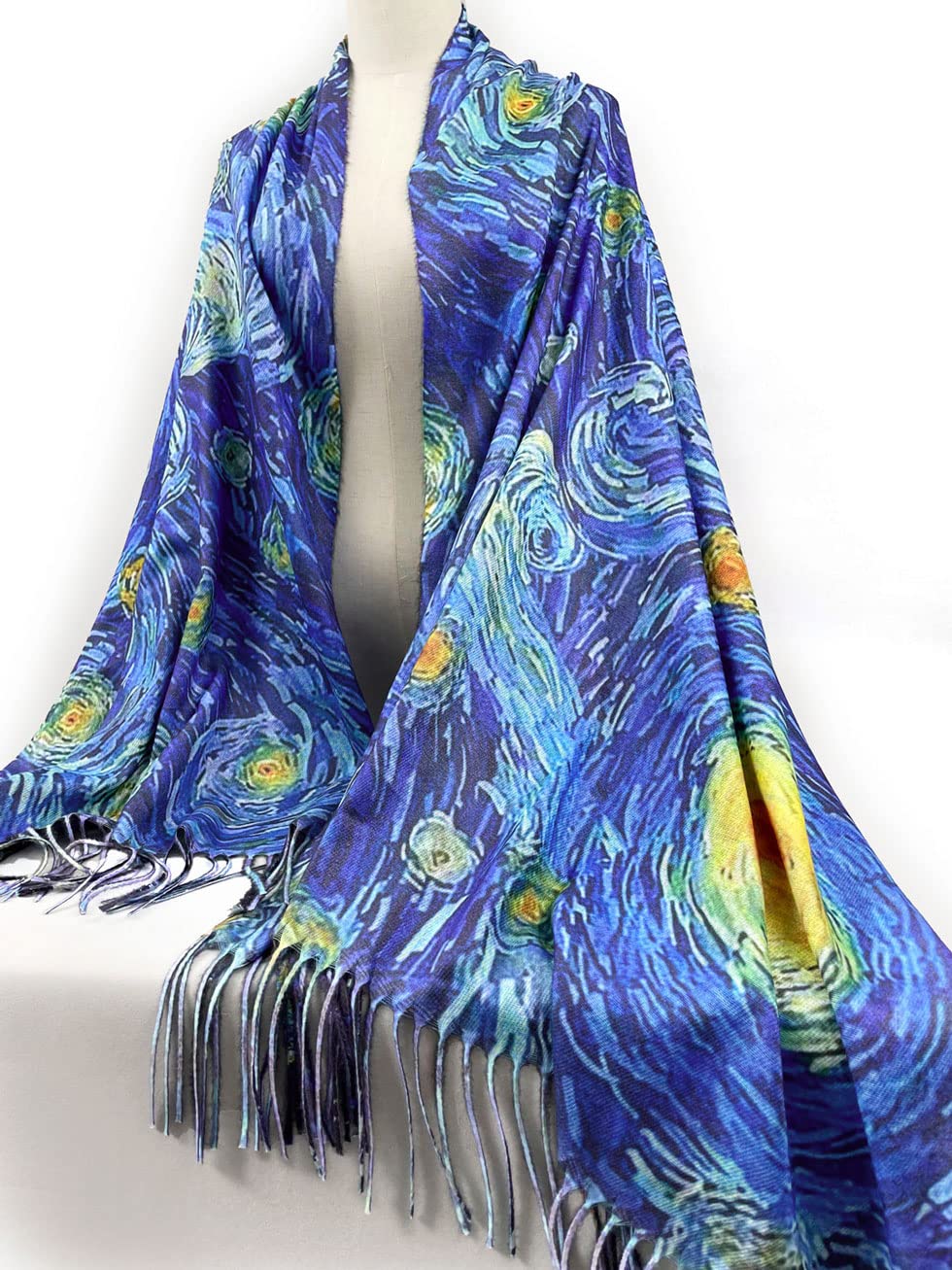 VENVSBEE Van Gogh Scarves Art Scarf for Women Best Gift Reversible Soft Cashmere Feel Shawl Wrap Doubleside Pashmina in Gift Box-02 Starry Night