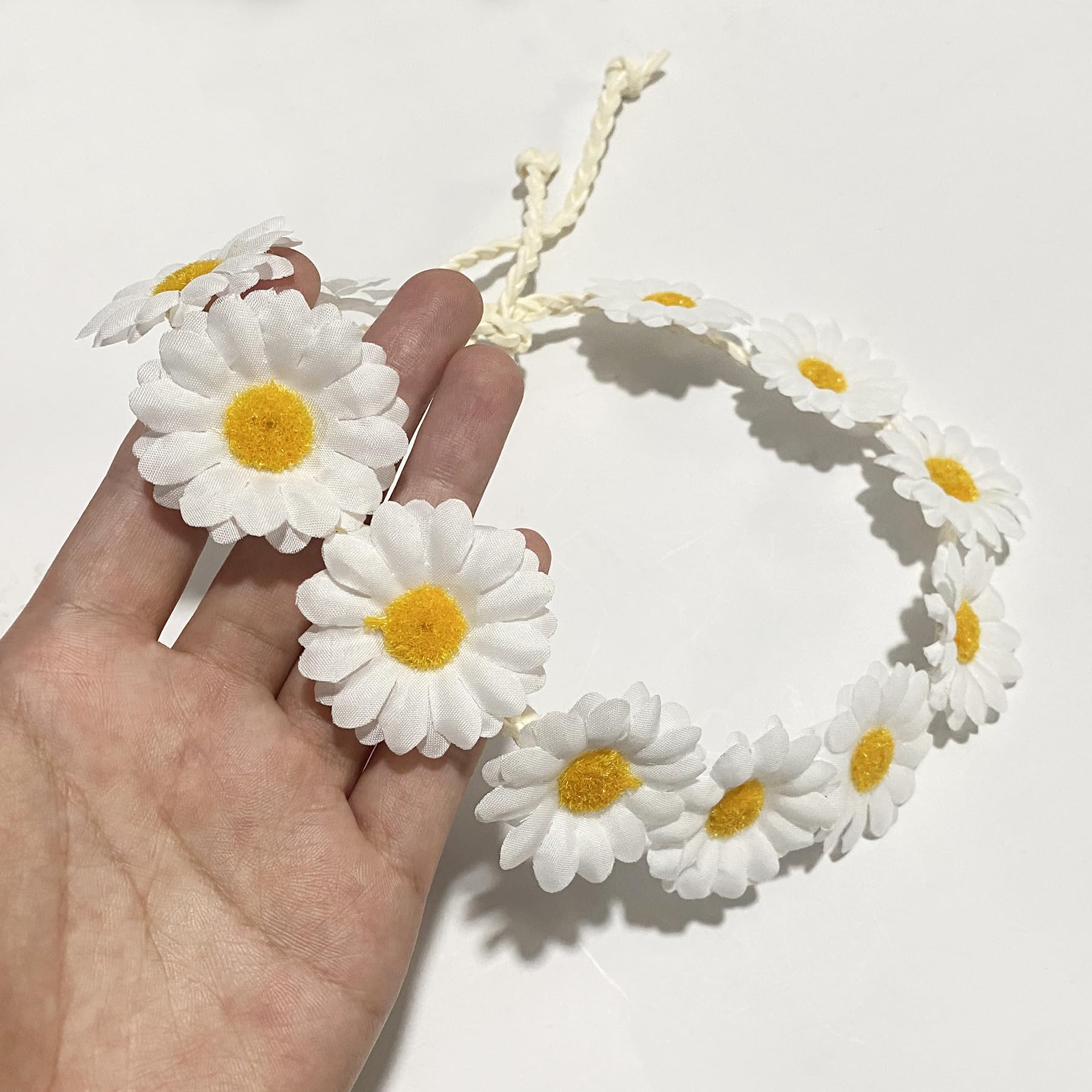 zYoung Sunflower Crown Daisy Hair Wreath Bridal Headpiece Photo Props (White)