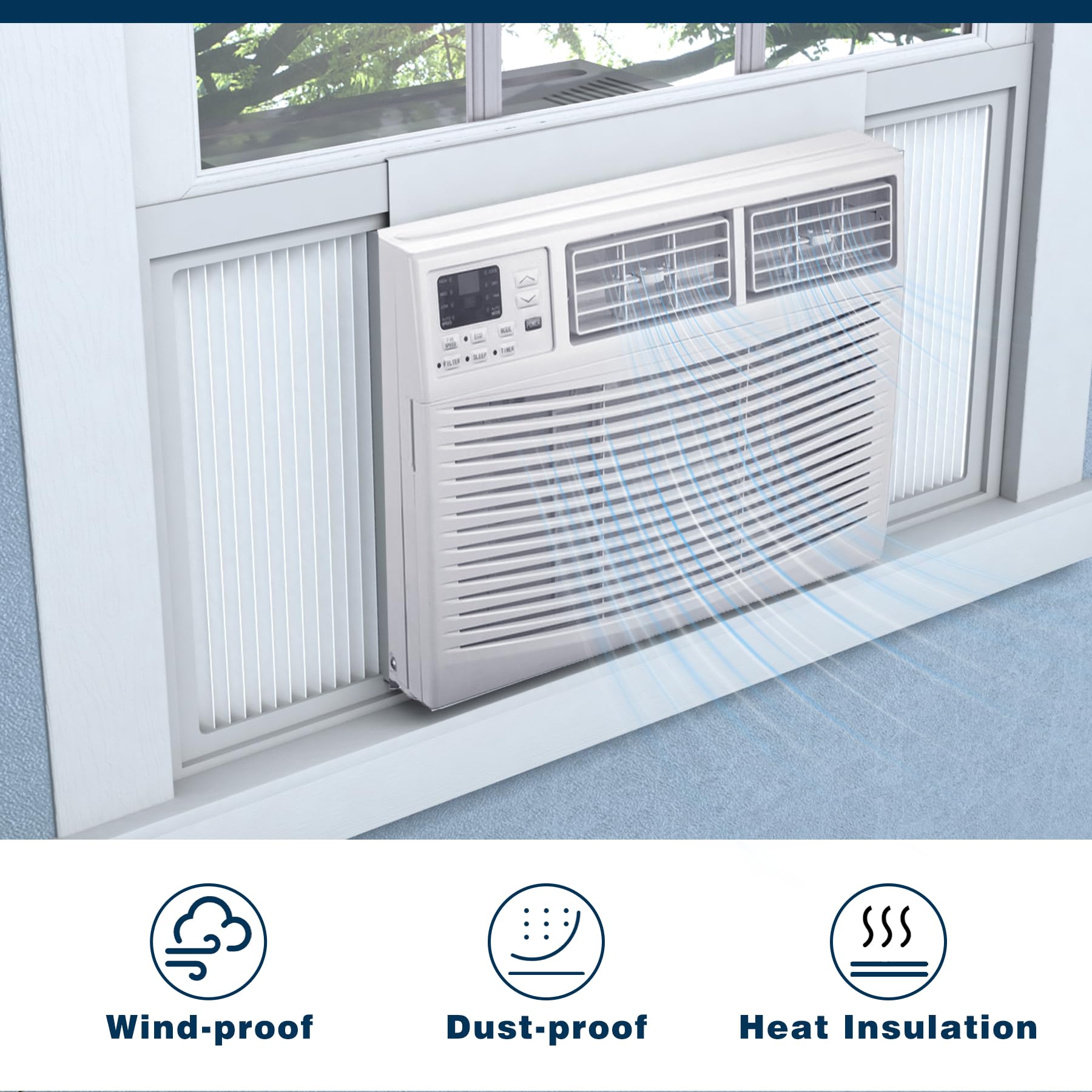 Pearwow Window Air Conditioner Side Panels with Frame,Window AC Side Panels Insulation Curtain Kit,Fits for Most 5000BTU Window AC Units