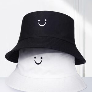 Xtinmee 36 Pcs Bucket Hats Bulk for Men Women White and Black Bucket Hats Unisex Summer Outdoor Travel Sun Hat Smiling Face Cute Cotton Cap Beach Fishing Hat for Teens Boys Fisherman