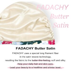 FADACHY Silk Bonnet for Sleeping Women, 4 Pieces Satin Lined Sleep Cap Double-Layered, Sleep Satin Bonnet Hair Care, Night Silk Turban Hair Wrap