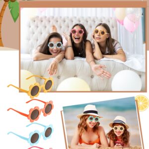 Kanayu 6 Pairs 5.71 Inch Adults Flower Sunglasses Summer Round UV Protection Flower Glasses Colorful Eyewear for Women Men(Fresh Colors)