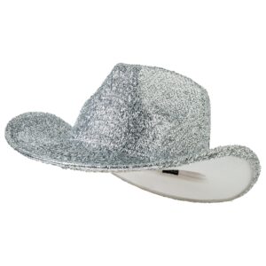 Lanzom Mens Womens Sparkle Cowboy Hat Bling Cowgirl Hat Party Hatas1, Alpha, m, l, Silver