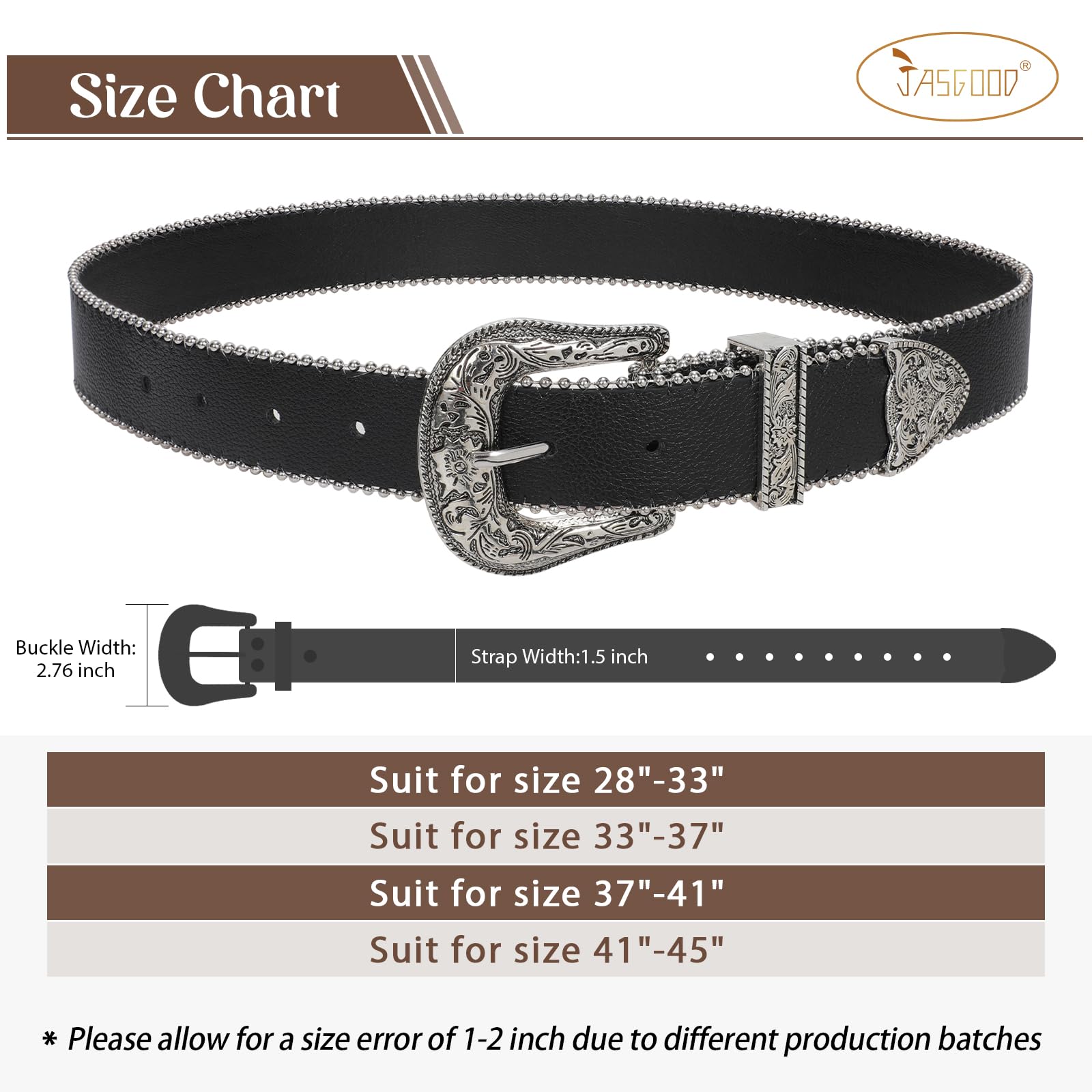 JASGOOD Women Western Leather Belts Ladies Vintage Design Waist Belt for Pants Jeans Dresses