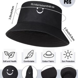 Xtinmee 36 Pcs Bucket Hats Bulk for Men Women White and Black Bucket Hats Unisex Summer Outdoor Travel Sun Hat Smiling Face Cute Cotton Cap Beach Fishing Hat for Teens Boys Fisherman