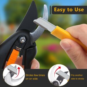 Anglekai 2PCS Garden Tool Sharpener, Blade Sharpener Stone for Garden Knife Sharpener, Shear Scissor Sharpener Blade Sharpening for Gardening Pruner/Pocket Knives (2, Yellow+Black)