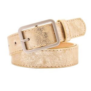 RMMVJJ Women Gold Belt Leather Belts Pants Jeans Dresses Belts Bling Shiny Gltter Golf Belt Gold M