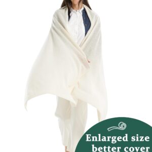 VIKIDEER 100% Cashmere Scarf Knitted Wrap Shawl Extra Large Long Scarf Stole for Women Wayfarer Travel White