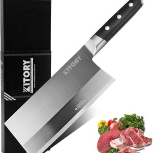 Kitory Meat Cleaver Knife 7"- Front Cutting Behind Chopping - German High Carbon Steel Blade, Chinese Qian Qie Hou Zhan Kitchen Chef`s Knife - 2024 Gifts - Metadrop Series MTD09S