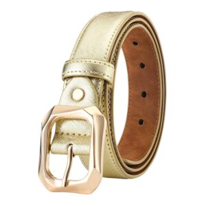 RMMVJJ Womens Gold Belts Dresses Jeans Pants Leather Belt Bling Glitter Sparkly Western Belt Modern Golf Belts Gold3 M