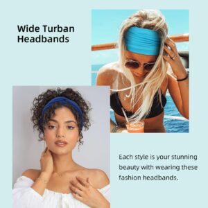 AKTVSHOW 7'' Wide Headbands for Women, 10 Pack Large Turban Headband Fashion Non Slip Hairbands Thick Head Wraps Yoga Hairwraps Workout Hair Accessories