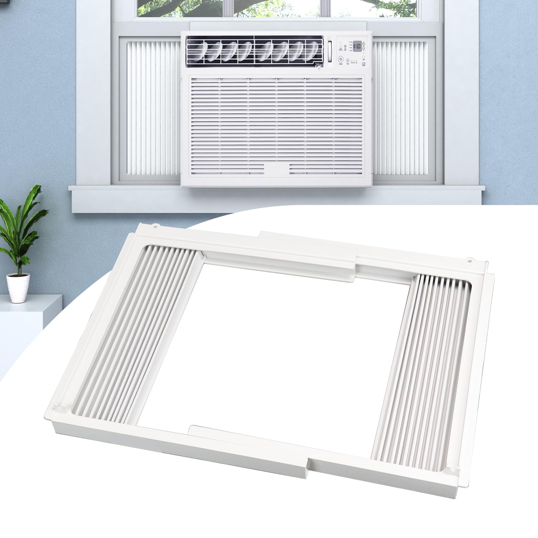 Pearwow Window Air Conditioner Side Panels with Frame,Window AC Side Panels Insulation Curtain Kit,Fits for Most 5000BTU Window AC Units