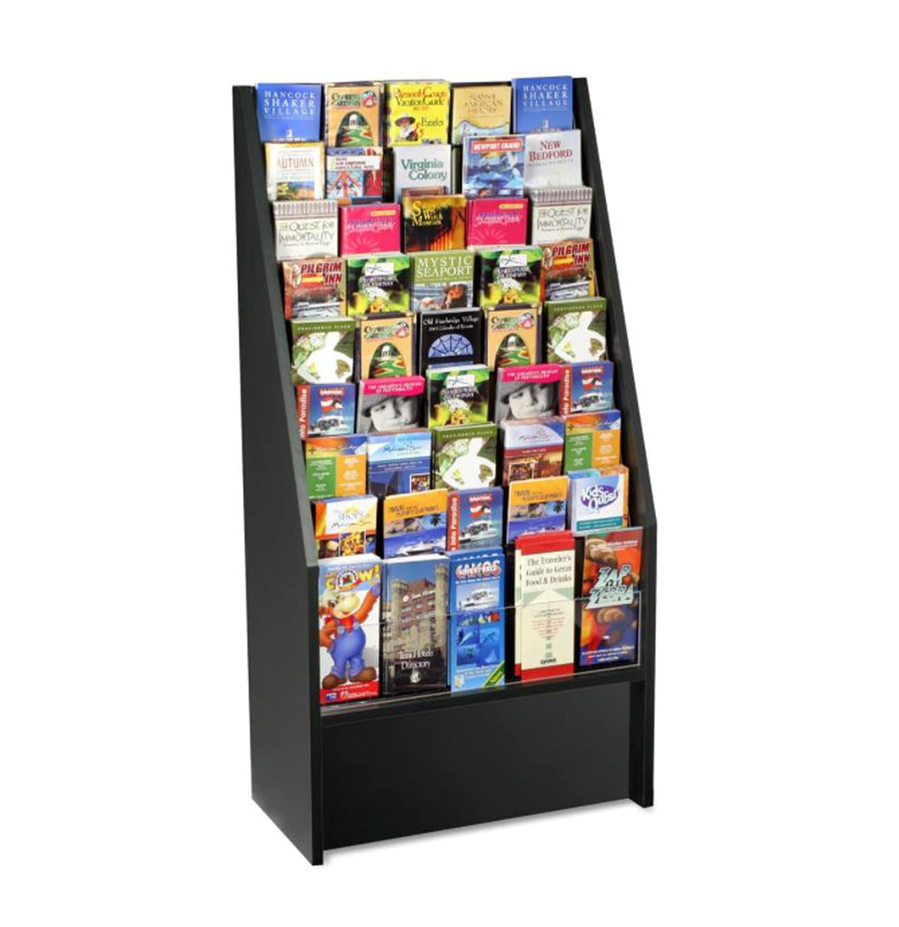 FixtureDisplays® Literature Rack Brochure Holder Leaflet Coupon Stand Greeting Card Rack 9 tier 45 facing Travel Information Kiosk Easy Assembly Video in Description 1453 Black-NF