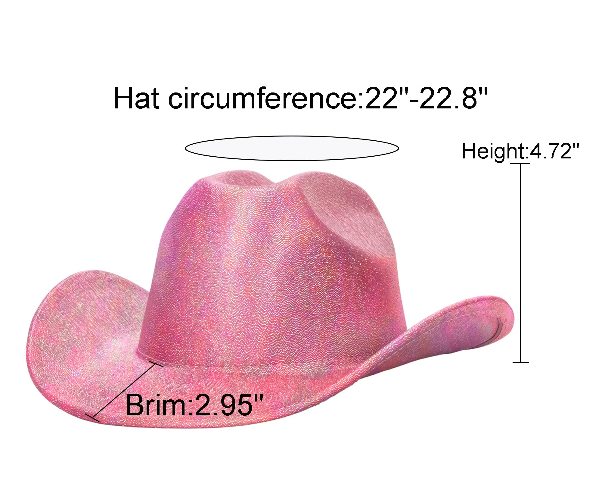 Mealah Holographic Western Cowboy Hat for Women - Sparkly Cowgirl Hat for for Wedding Music Costume Party(M-L) Rose Pink