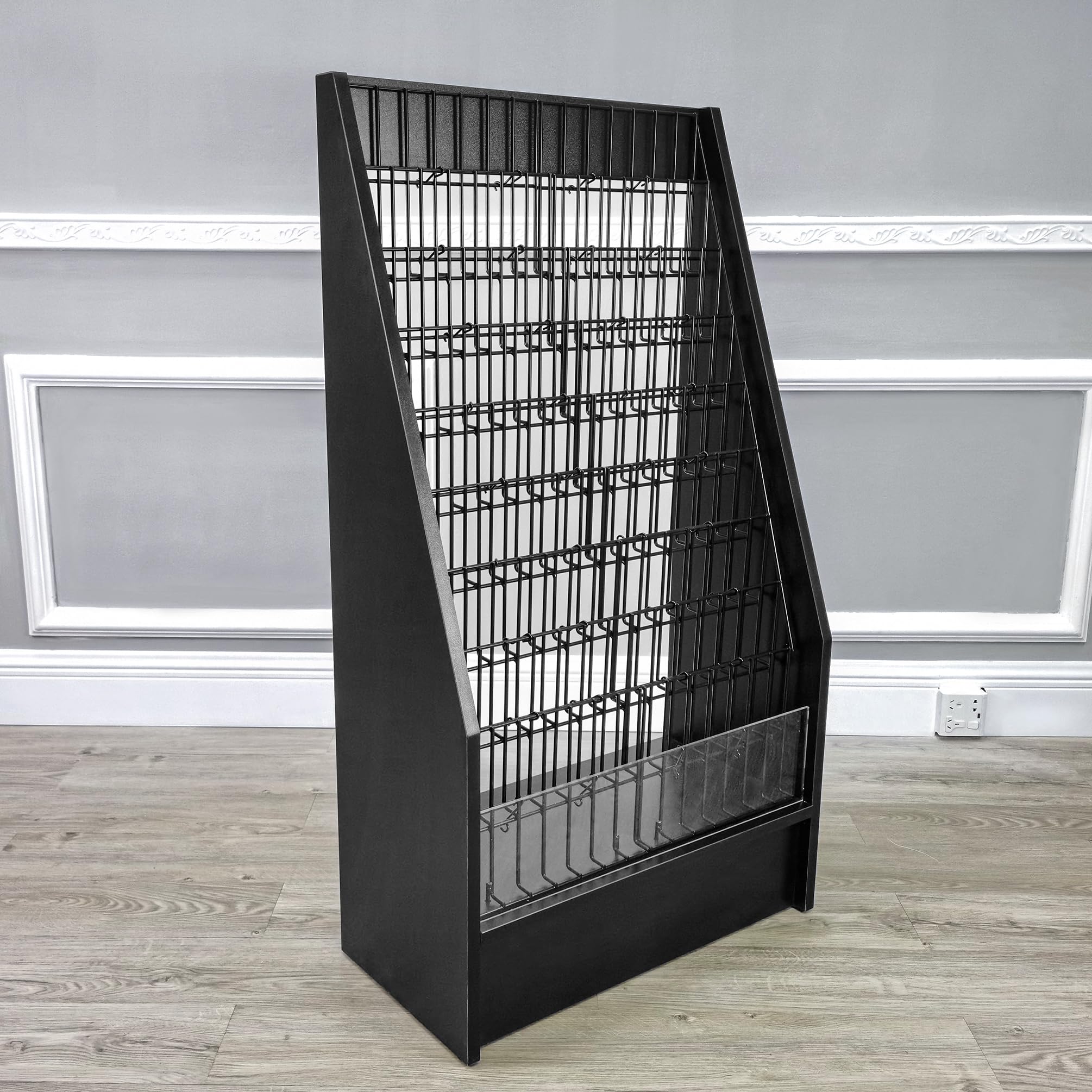 FixtureDisplays® Literature Rack Brochure Holder Leaflet Coupon Stand Greeting Card Rack 9 tier 45 facing Travel Information Kiosk Easy Assembly Video in Description 1453 Black-NF