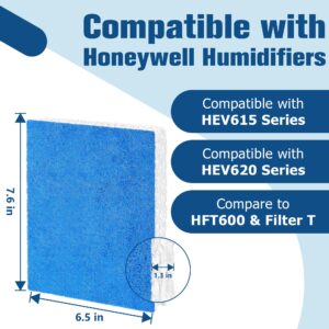 ROMON HFT600 Humidifier Wicking Filter T Replcement for Honeywell HEV615 HEV620 Series Top Fill Tower Humidifier, Compared to Part HFT600T HFT600PDQ Wicking Filter, 4 Pack, Blue