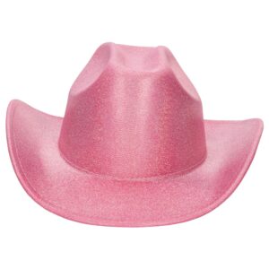 Mealah Holographic Western Cowboy Hat for Women - Sparkly Cowgirl Hat for for Wedding Music Costume Party(M-L) Rose Pink