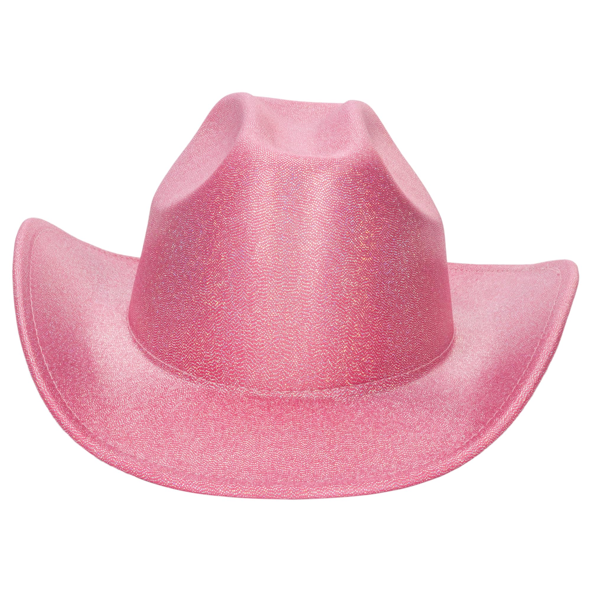 Mealah Holographic Western Cowboy Hat for Women - Sparkly Cowgirl Hat for for Wedding Music Costume Party(M-L) Rose Pink