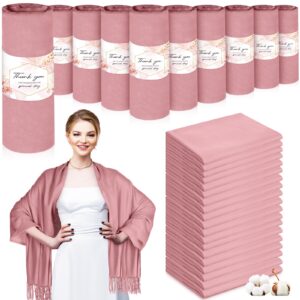 xtinmee 50 pack pashmina shawl and wrap bulk cashmere scarf for guest wedding favor gifts bridal baby shower birthday party (pink, flower)