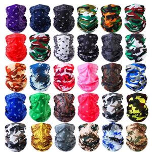 sodesune 1/3/6/10/30/100 pieces neck gaiters scarf face masks breathable cover balaclava & bandana headband protect for men women (30 pieces vibrant style neck gaiters)