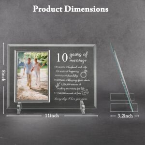 Unique Prints Design 10 Year Anniversary for Her or Him Gifts, 10th Wedding Anniversary Picture Frame for Couple, Tin Aluminum Anniversary Marriage Presents for Wife or Husband