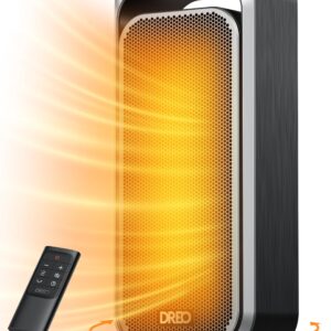 Dreo Quiet Space Heaters for Indoor Use, 1500W Electric Heater with Remote, PTC Ceramic Heater with Thermostat, 12H Timer, 70° Oscillation, Digital Display, Fast Safety Room Heater for Bedroom Office