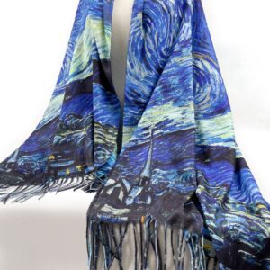 VENVSBEE Van Gogh Scarves Art Scarf for Women Best Gift Reversible Soft Cashmere Feel Shawl Wrap Doubleside Pashmina in Gift Box-02 Starry Night