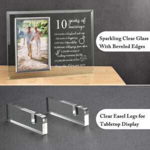 Unique Prints Design 10 Year Anniversary for Her or Him Gifts, 10th Wedding Anniversary Picture Frame for Couple, Tin Aluminum Anniversary Marriage Presents for Wife or Husband