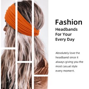 AKTVSHOW 7'' Wide Headbands for Women, 10 Pack Large Turban Headband Fashion Non Slip Hairbands Thick Head Wraps Yoga Hairwraps Workout Hair Accessories