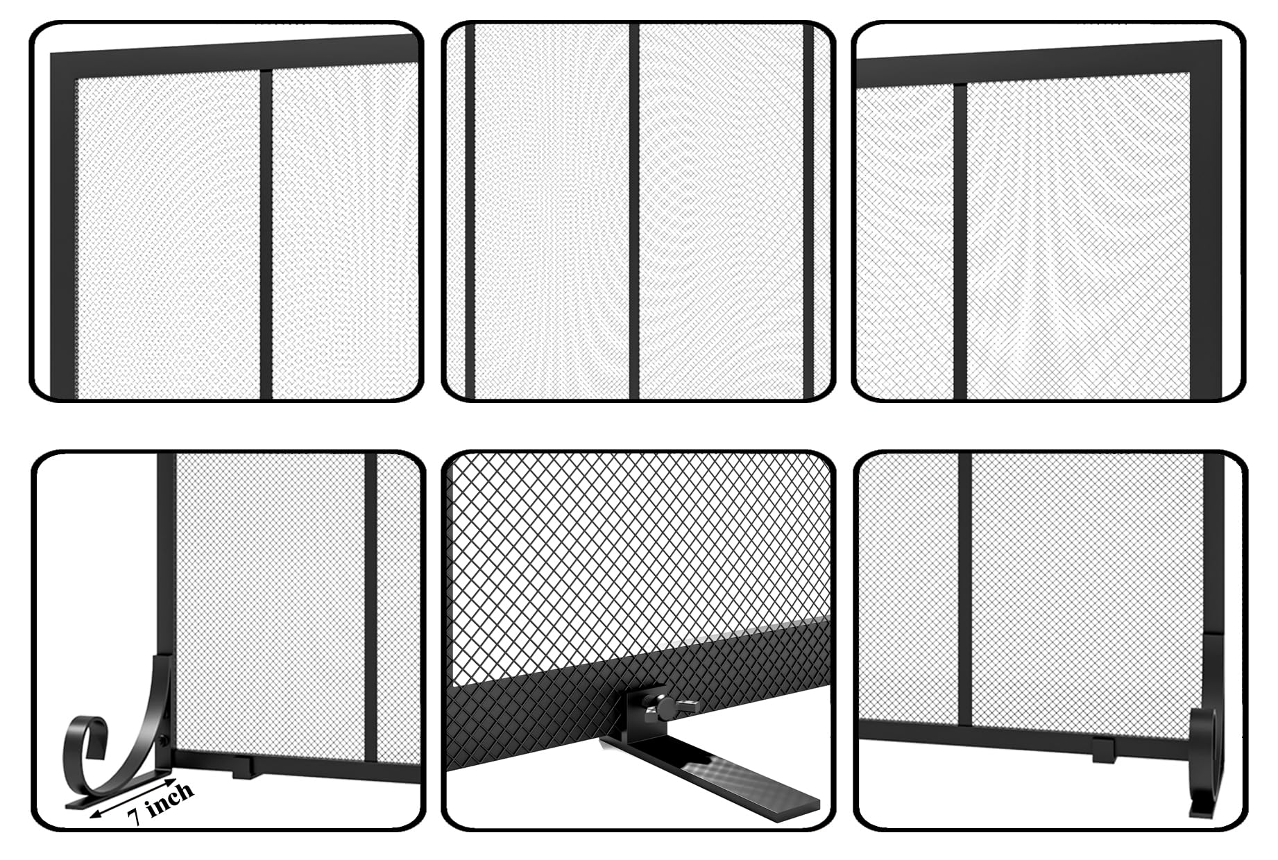 Fire Beauty Flat Panel Fireplace Screen Spark Guard Wrought Metal Gate Cover for Home, Decorative Mesh Fire Place Safety Fence,Baby Safe Spark Guard Protector