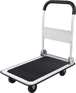 leadallway foldable push cart platform cart 330lbs capacity 4 wheels 28.7x18.5x32.3inches white small flatbed cart