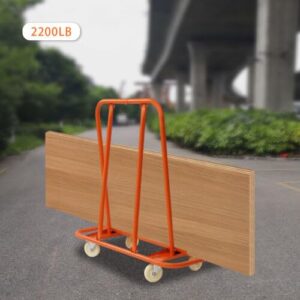 Orange 2200LBS Load Capacity Drywall Cart, 46" L × 22" W × 46" H Crate Wagon, Q235 Steel Heavy Duty Service Dolly Casters for Handling Sheetrock Sheet Panel