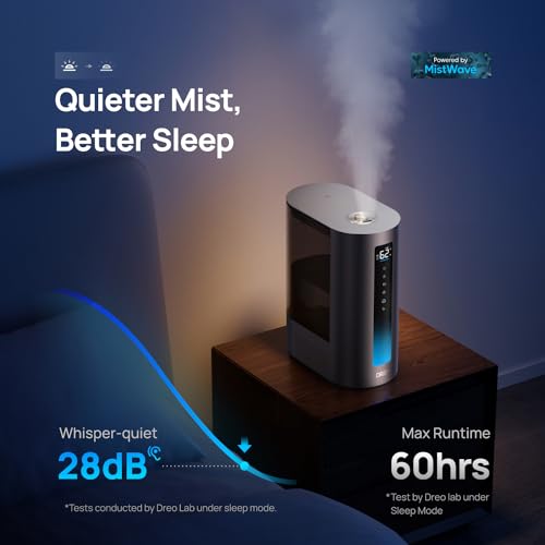 Dreo 6L Humidifiers for Bedroom, Smart Warm & Cool Mist for Large Room, 60Hr Quiet Runtime Ultrasonic Oil Diffuser for Baby, Plant, Humidity Sensor, Indicator Light, 12H Timer, Google/Alexa, HM713S