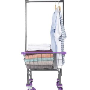 CHAMIN 1.5BU Chrome Coated CART for House and Commercial (Lavender Color) (Powder Coating, 1.5 Bushel)