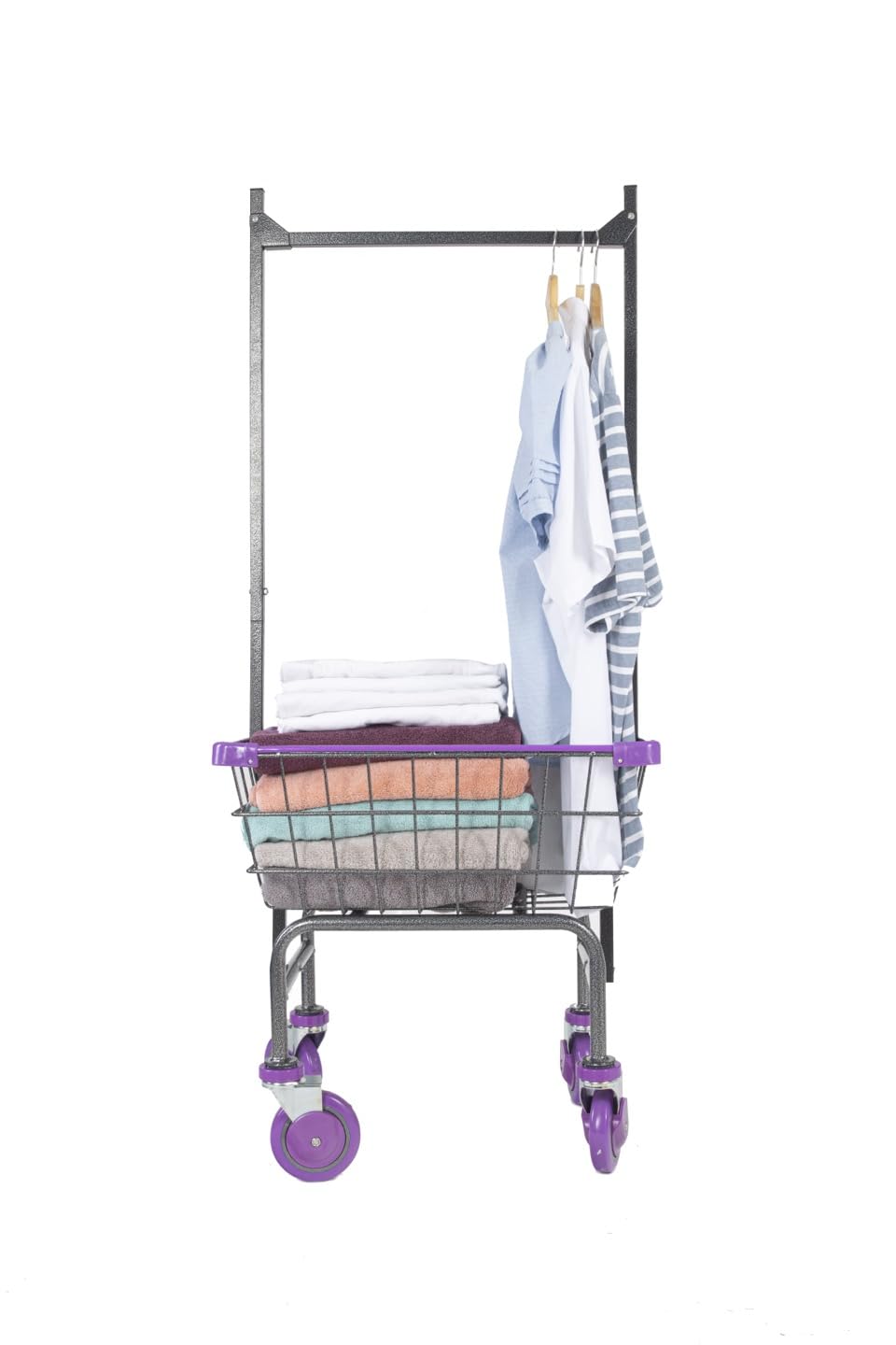 CHAMIN 1.5BU Chrome Coated CART for House and Commercial (Lavender Color) (Powder Coating, 1.5 Bushel)