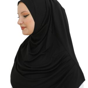 Prien Ready To Wear Hijab For Women, Instant Turban, Soft Muslim Scarf For Prayer, Long Hijabs, Islamic Clothes, Jersey Abaya (Black)