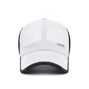 FASHIXD Mesh Baseball Cap for Men Women Summer Running Sports Hat Breathable Quick Dry Trucker Hats (Sport-White)