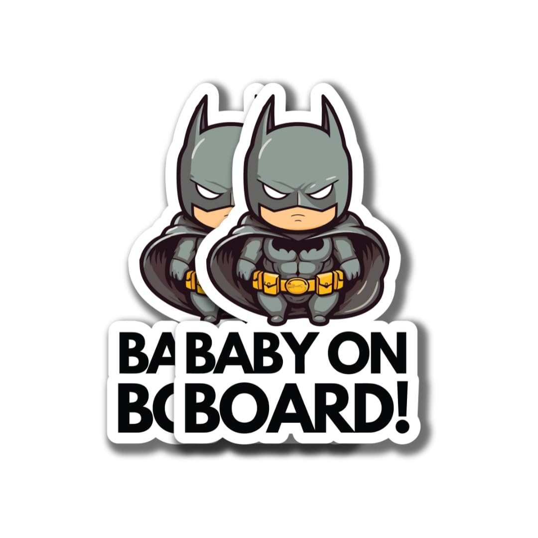 Baby on Board Stickers | Kids in Car Pack of 2 stickers (Bat Baby 01)