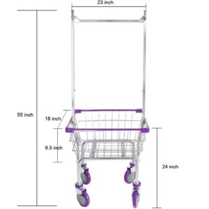 CHAMIN 1.5BU Chrome Coated CART for House and Commercial (Lavender Color) (Powder Coating, 1.5 Bushel)