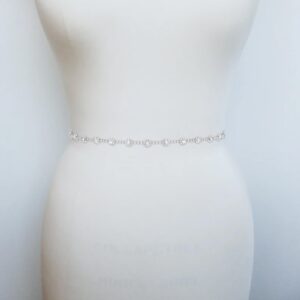 YooAi Rhinestone Diamond Flower Waist Belt Decorative Rhinestone Dress Belt Sun Flower Silver 120