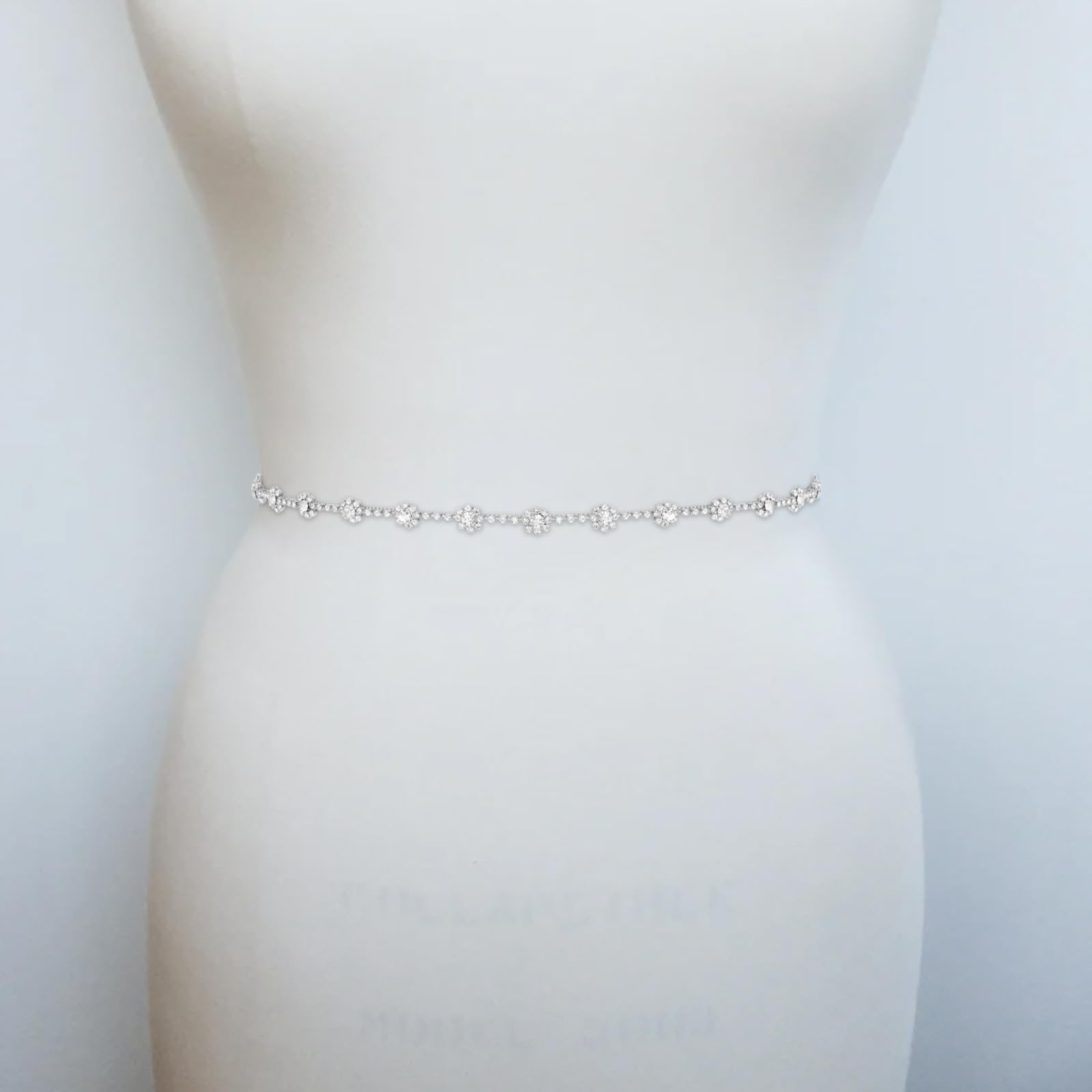 YooAi Rhinestone Diamond Flower Waist Belt Decorative Rhinestone Dress Belt Sun Flower Silver 120