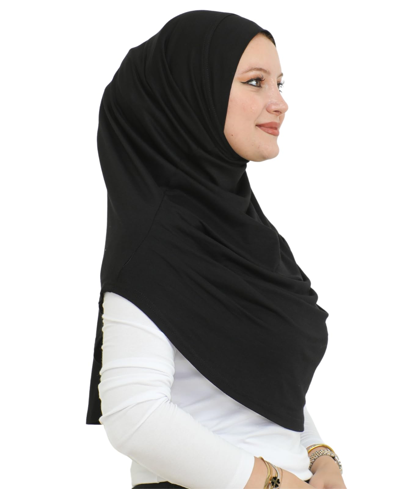 Prien Ready To Wear Hijab For Women, Instant Turban, Soft Muslim Scarf For Prayer, Long Hijabs, Islamic Clothes, Jersey Abaya (Black)