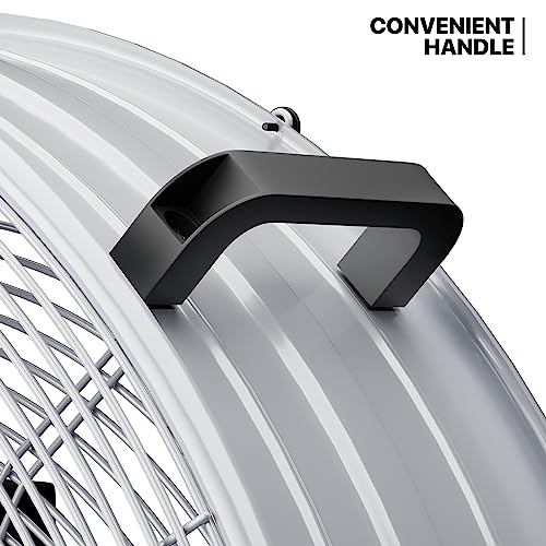 mollie 25 Inch Industrial High Velocity Floor Drum Fan with 3 Speed Heavy Duty Metal Adjustable Tilt Portable Air Circulator for Home Bedroom Garage Commercial Use, 5270 CFM, Silver